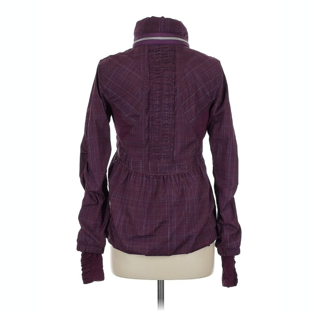 Lululemon Run Hustle Plum Purple Plaid Sz 2 Lightweight Water Resistant Jacket - Picture 4 of 11